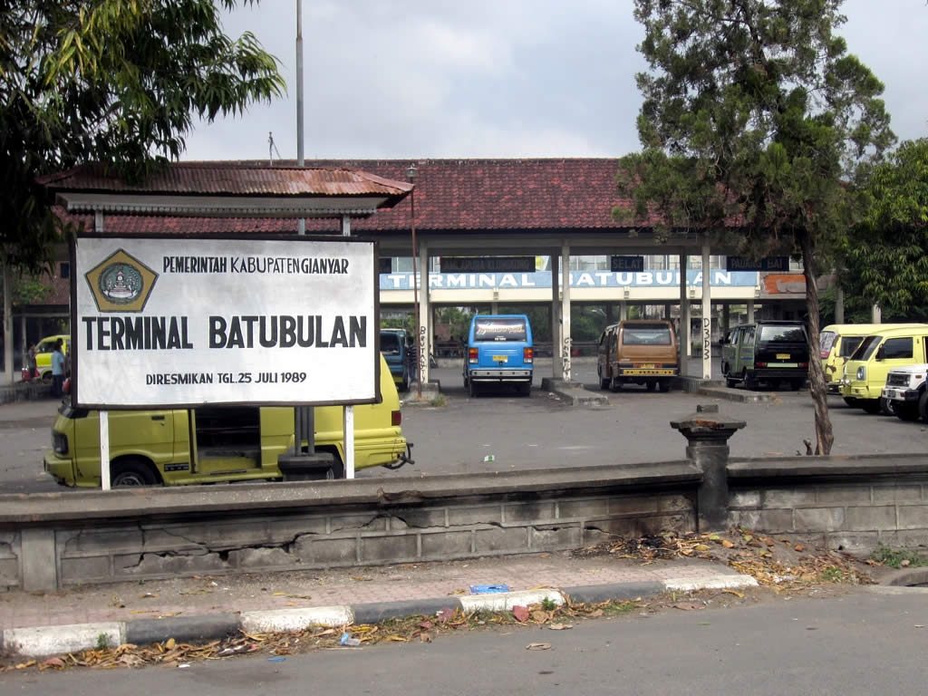 Terminal Batubulan sign in front of the bus station in Batubulan