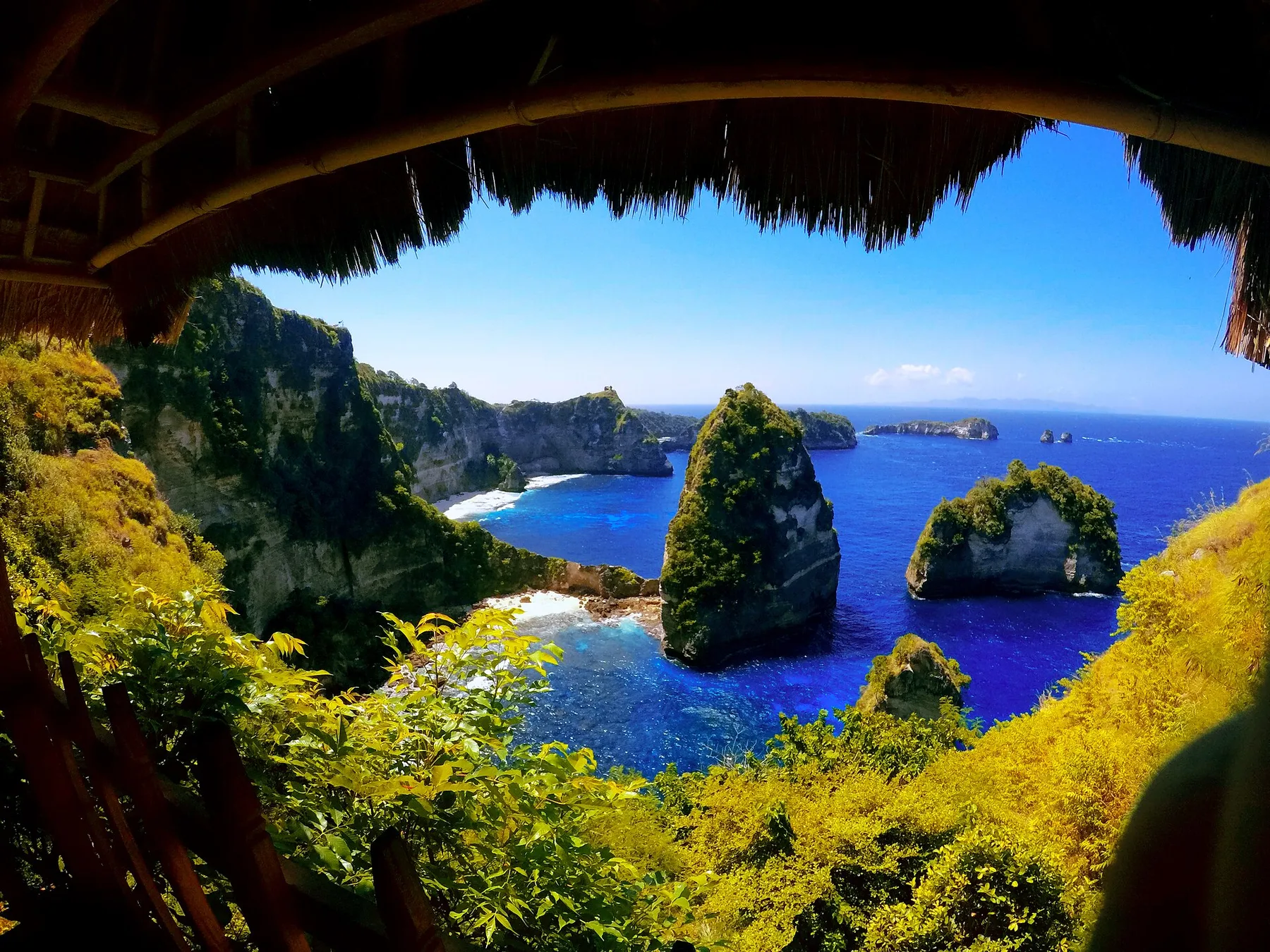 Limestone coastline and ocean around Nusa Penida