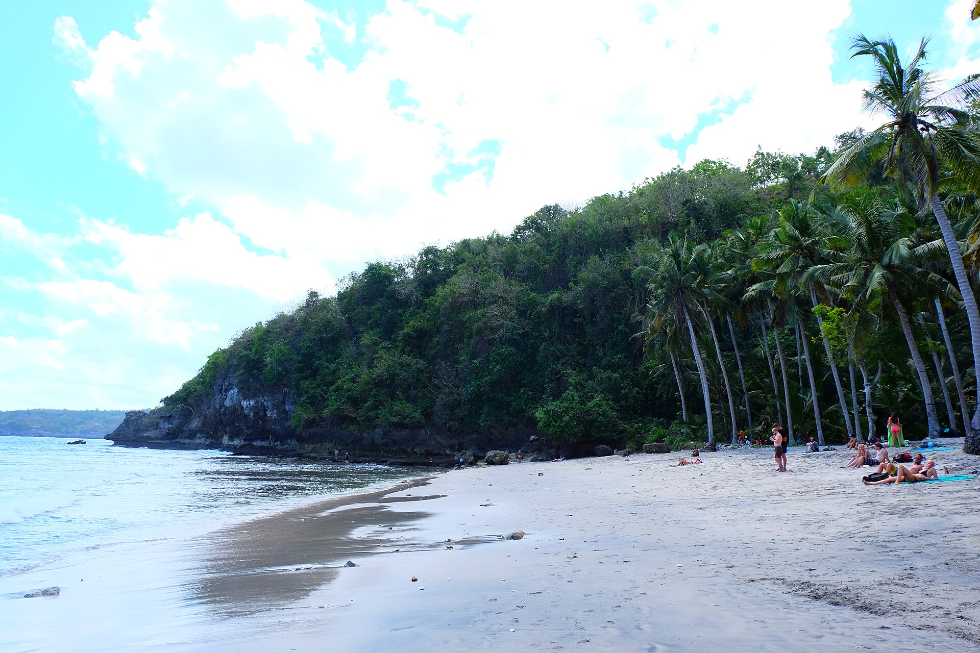 Crystal Bay beach and offshore island in late-day light