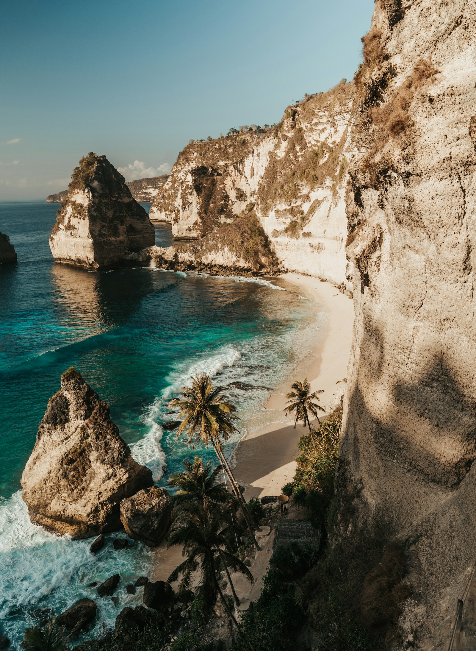 Diamond Beach and its limestone cliffs on the east side of Nusa Penida