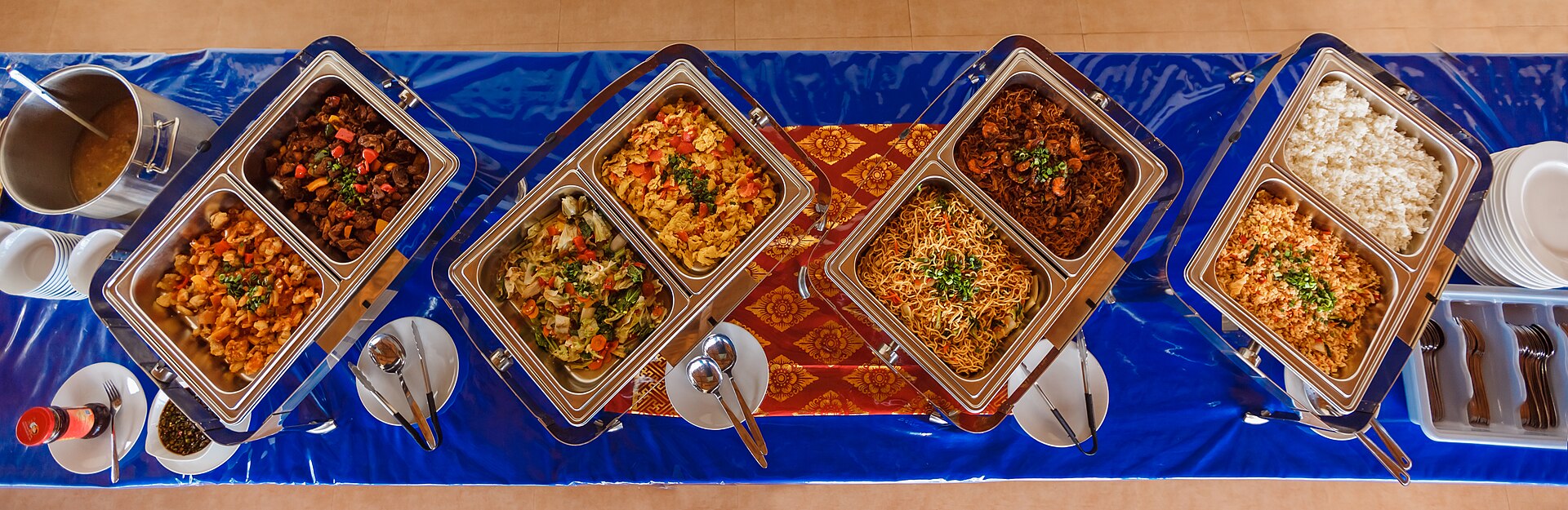 Indonesian buffet dishes photographed at a Nusa Penida beach club