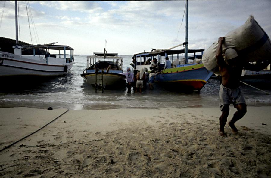 Boats and harbour water at Padang Bai in East Bali