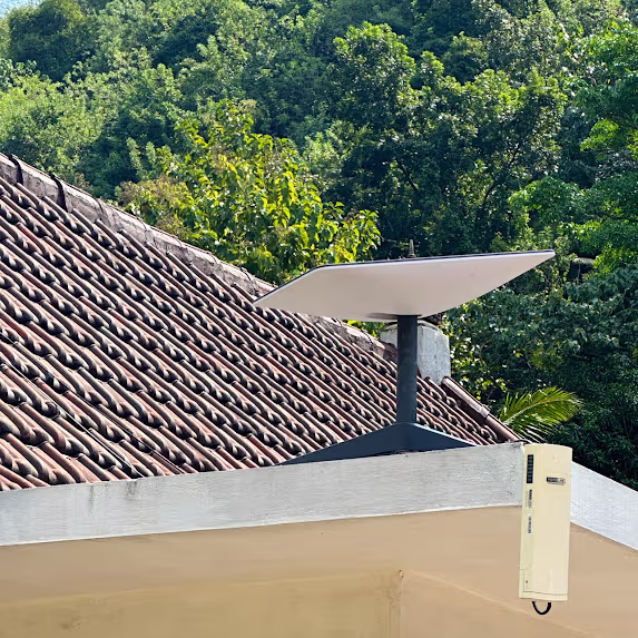 Starlink satellite internet equipment at Mahaloka Valley in Nusa Penida